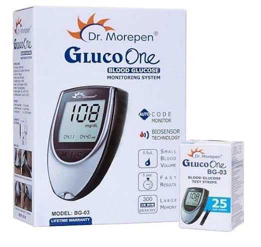 Dr. Morepen GlucoOne Blood Glucose Monitor Model BG-03 with 25 Strips+25 Sterile Round Lancets - Image 2
